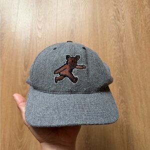 RARE Vintage 90s Stussy Bear SnapBack Hat Made In USA Grey